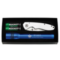 AA LED Flashlight w/ Warhawk Silver Pocket Knife